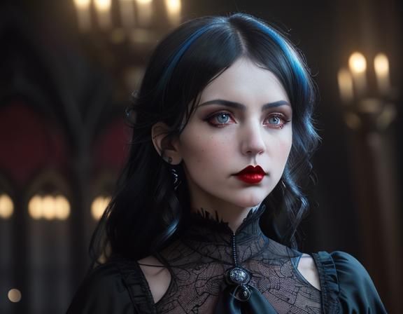 Gothic Vampire in Victorian Attire, Cinematic Portrait