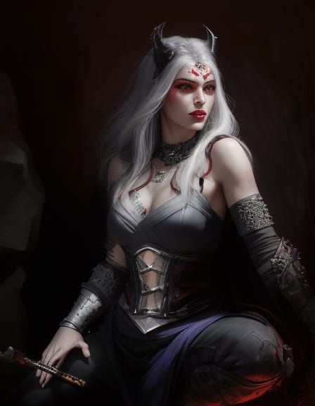Fierce Gothic Warrior in Dark Fantasy Comic Art