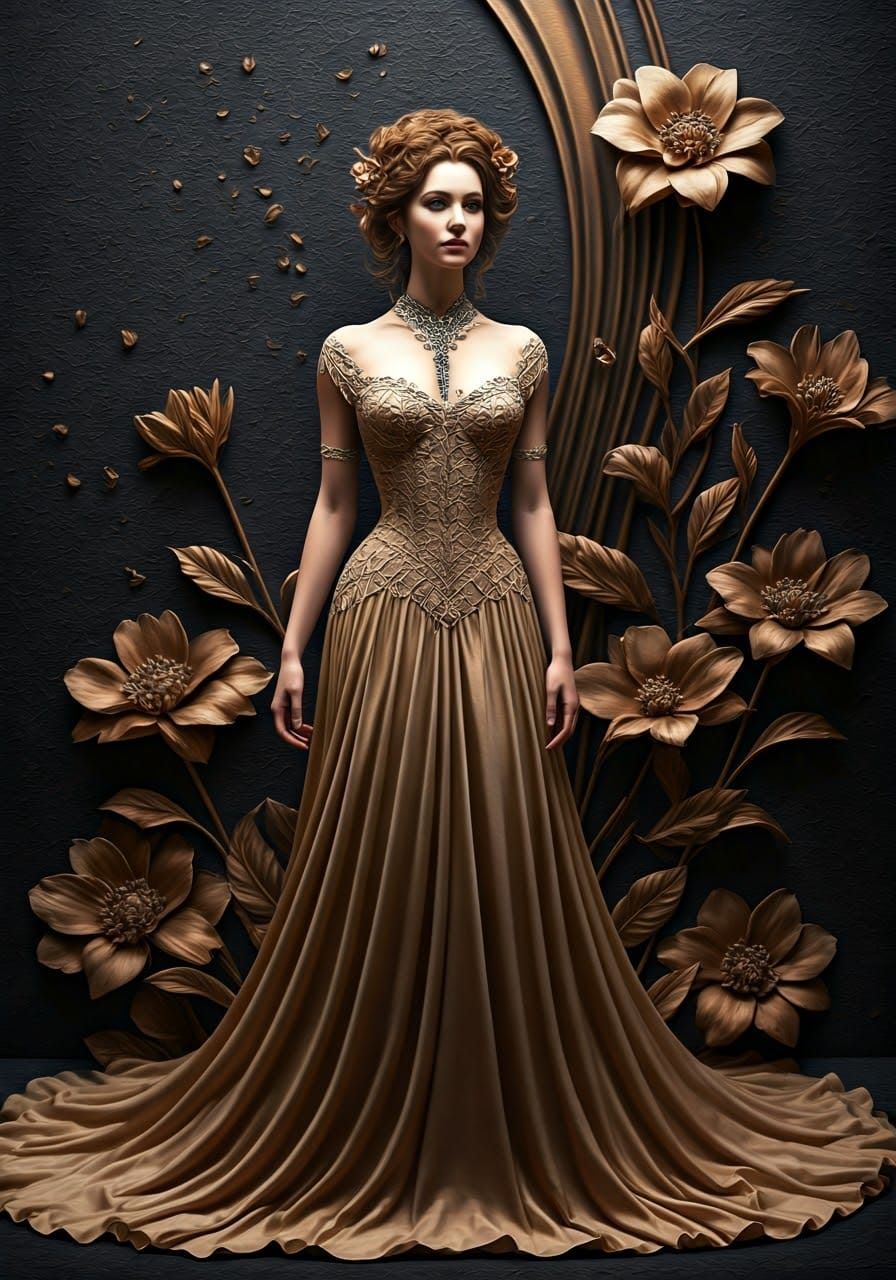 Elegant Woman in Dramatic Digital Matte Painting Style