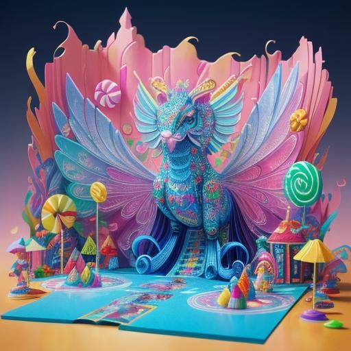 Magical Pop-Up Book in Candy Art Style