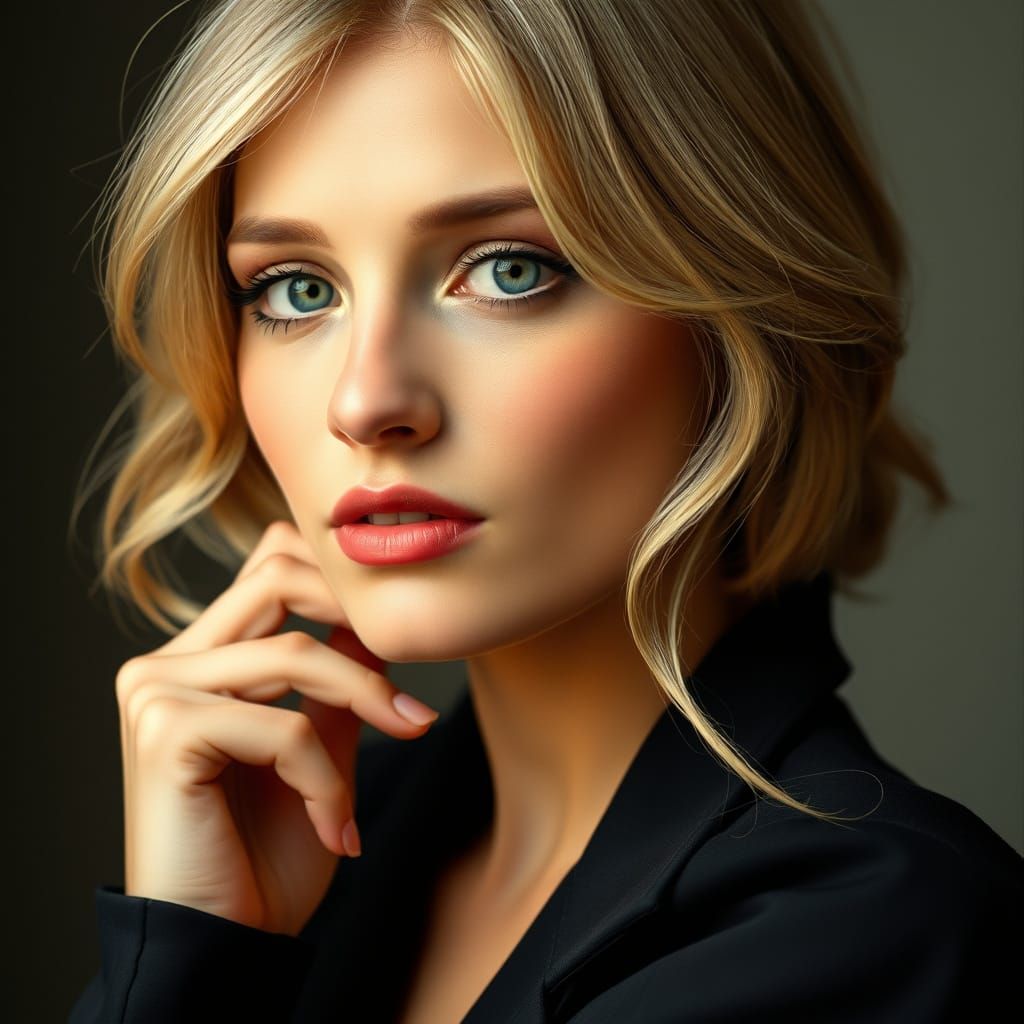 Elegant Woman Portrait in Art Nouveau Style