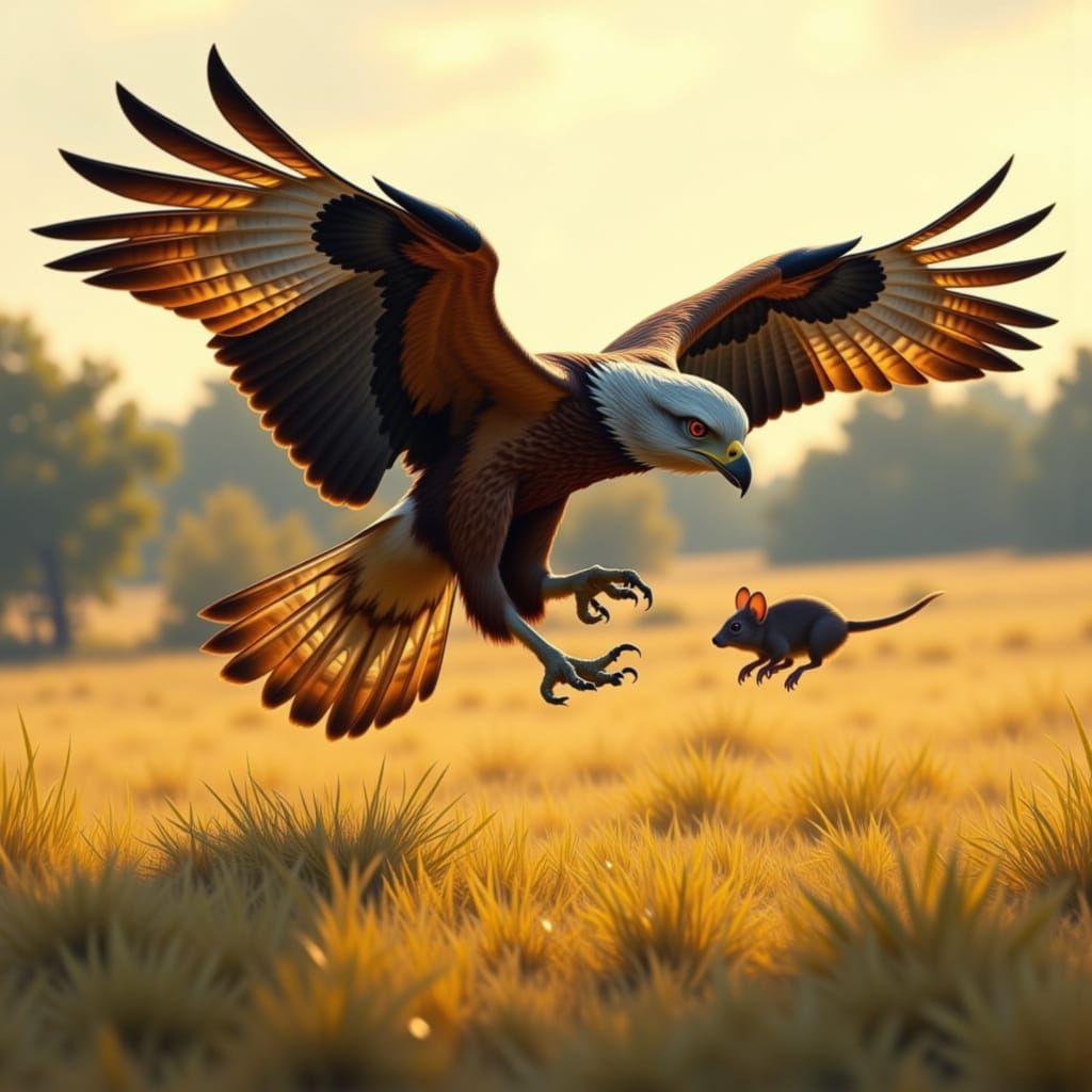 Fierce Hawk Dives for Prey in Golden Hour Light