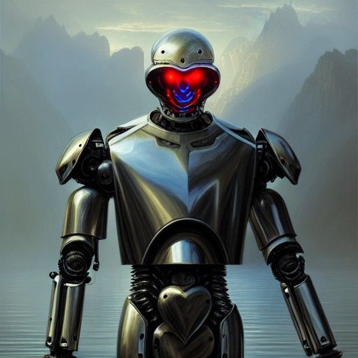 Robotic Armor in Lake: Hyperrealistic HDR Rendering