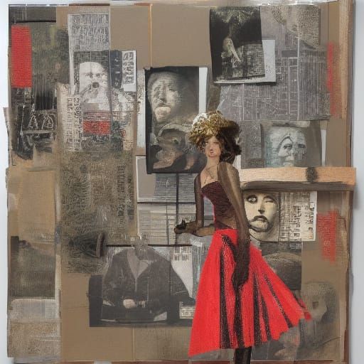 Material Girl Seeking Wealth in Expressive Mixed Media Art