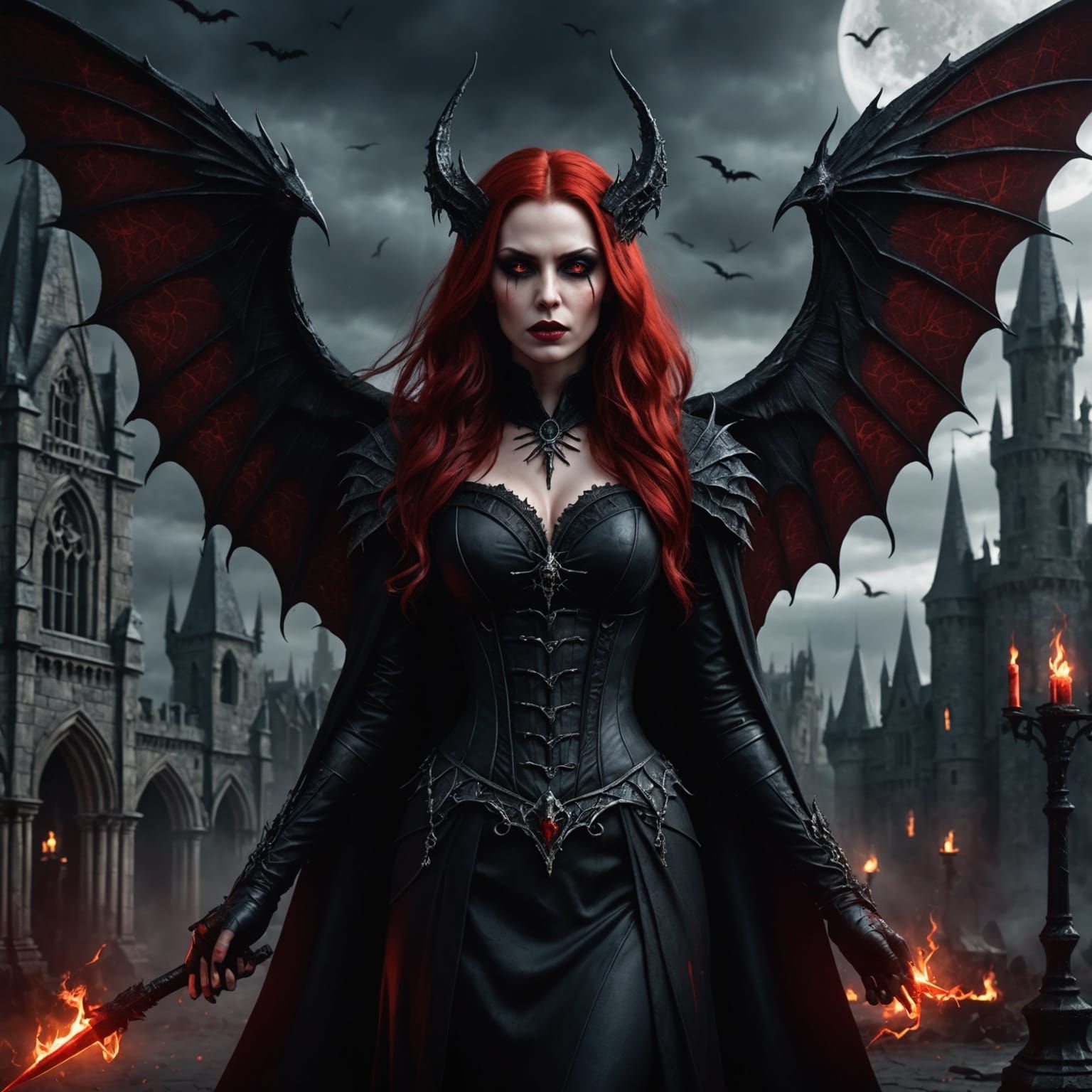 Dark Fantasy Vampire Woman in 3D Render