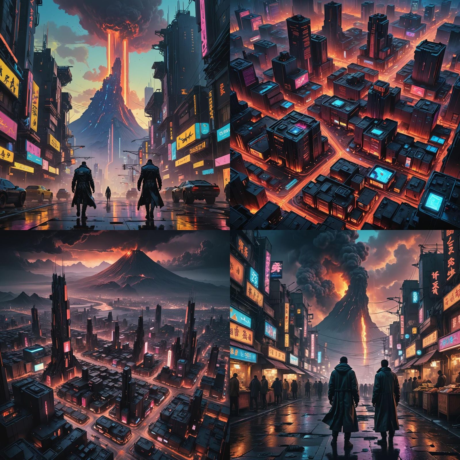 Cyberpunk City Inside a Volcano