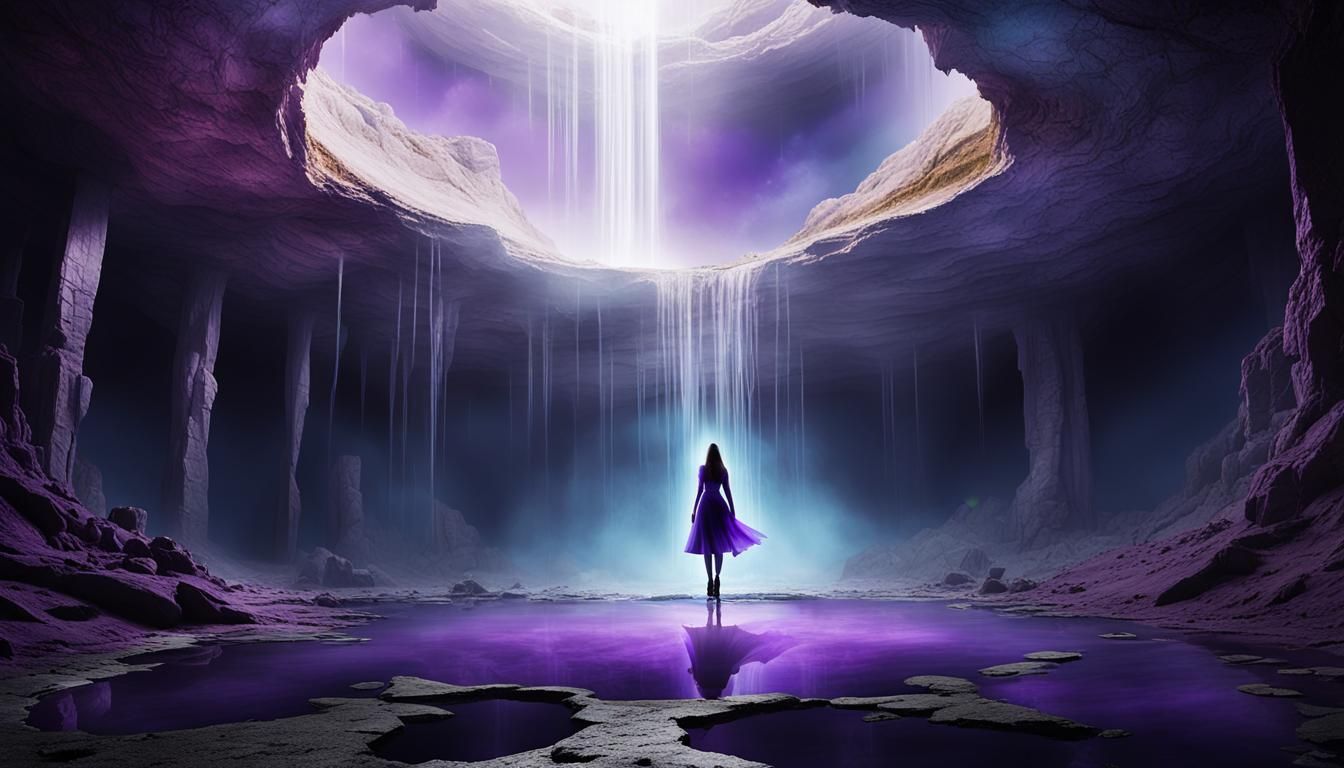 A Solitary Figure Amidst a Vast, Supernatural Sinkhole