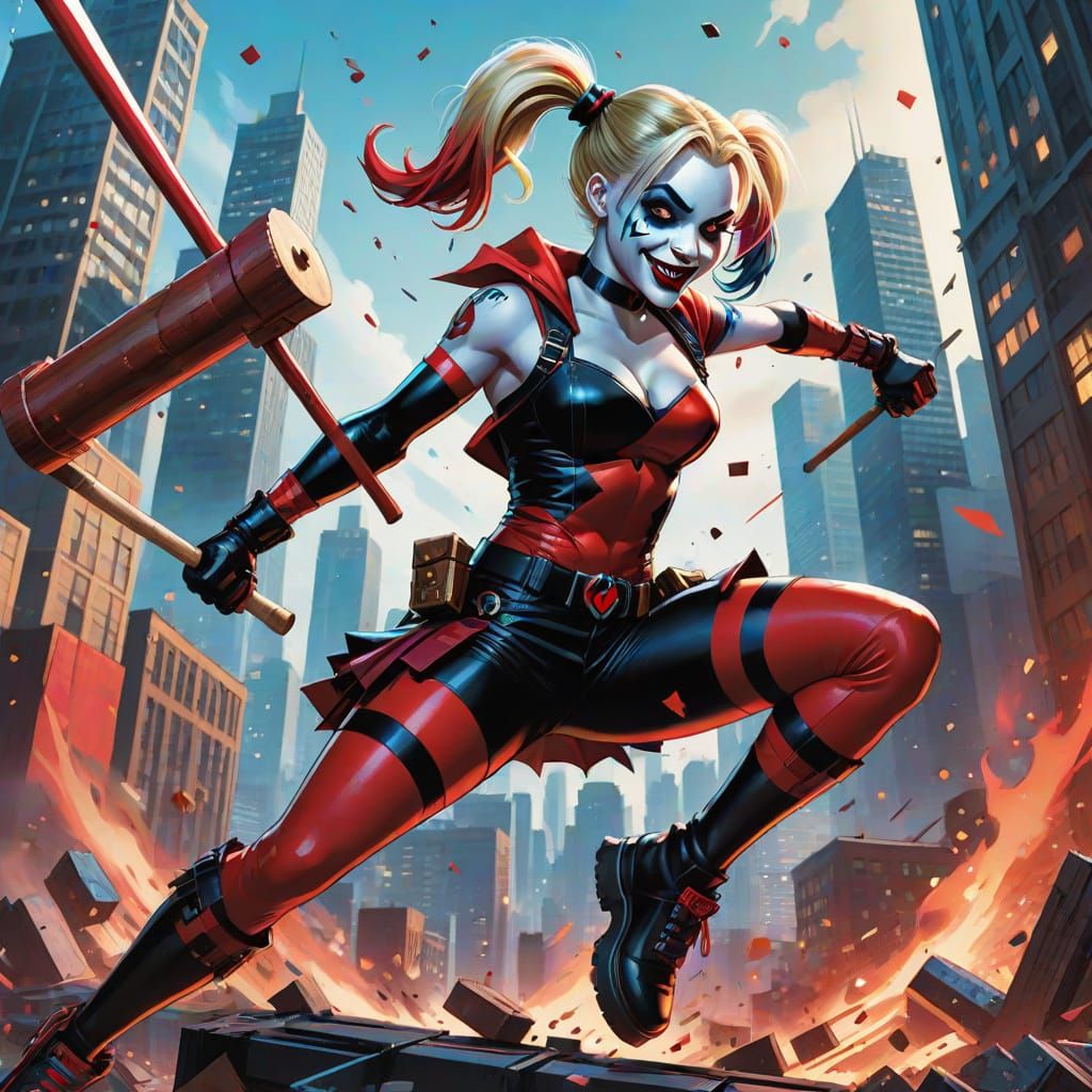 Vibrant Harley Quinn in Reckless Abandon, Inspired by Comic ...