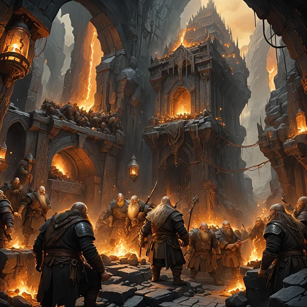 Dwarves Working in Niðavellir: Fantasy Concept Art