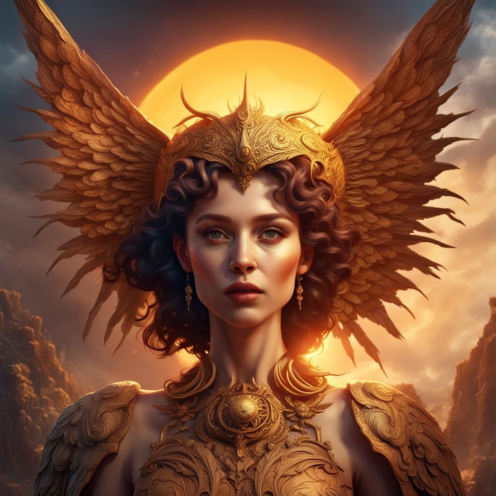 Lady of the Sun with Wings: Fantasy Concept Art