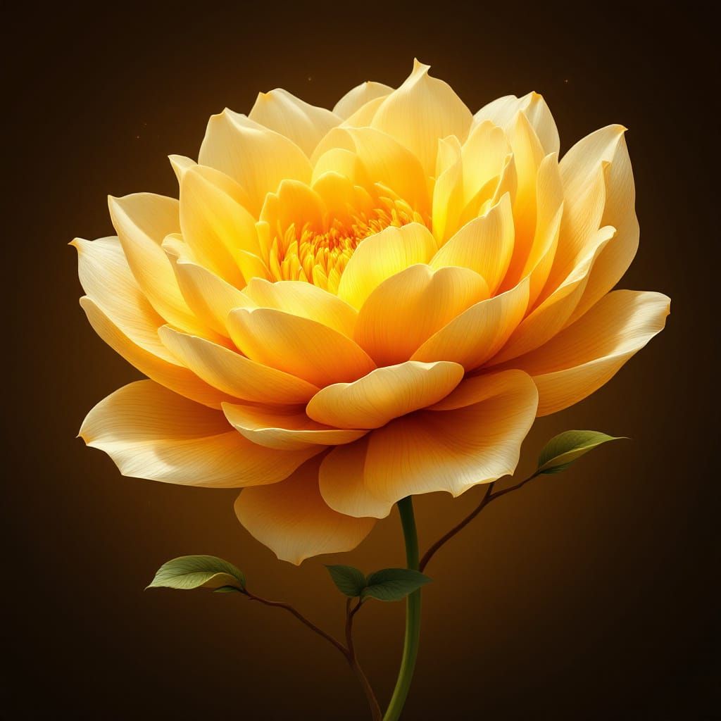Botanical Bloom in Amber and Gold Digital Art