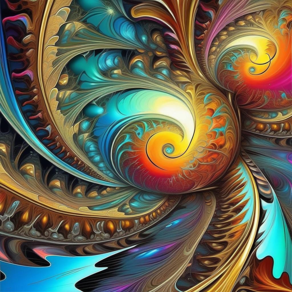 Intricate Oil Painting with Fractal Glitch Effects