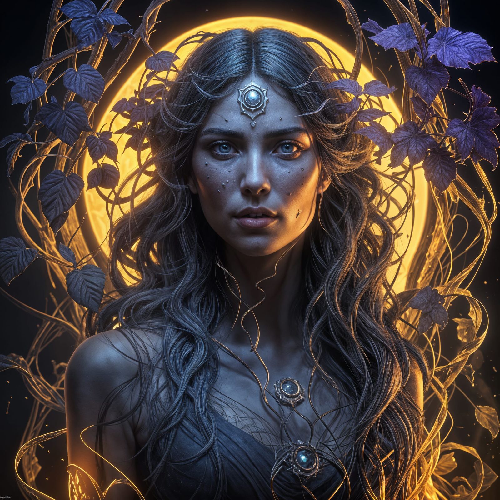 Ethereal Woman in Shadow and Light, Digital Art