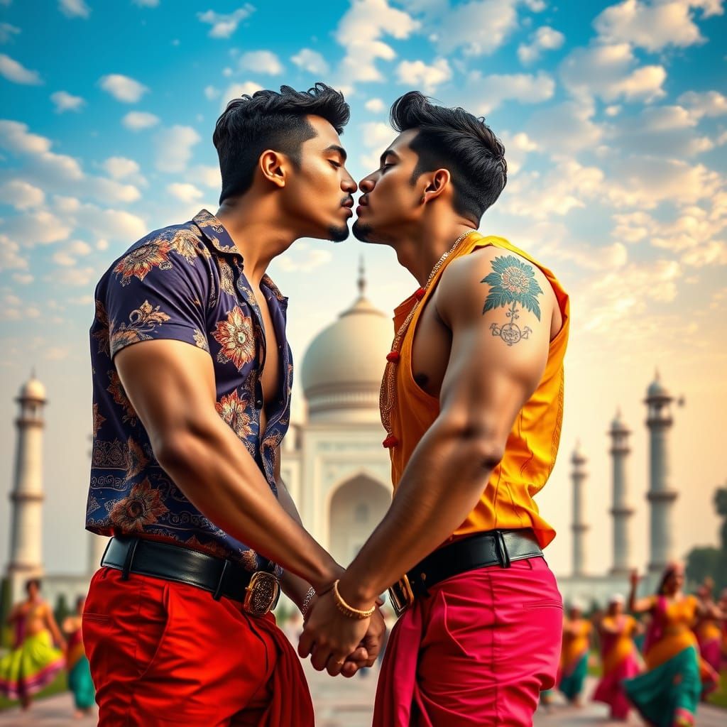 Passionate Kiss in Front of Taj Mahal, Professional Photo