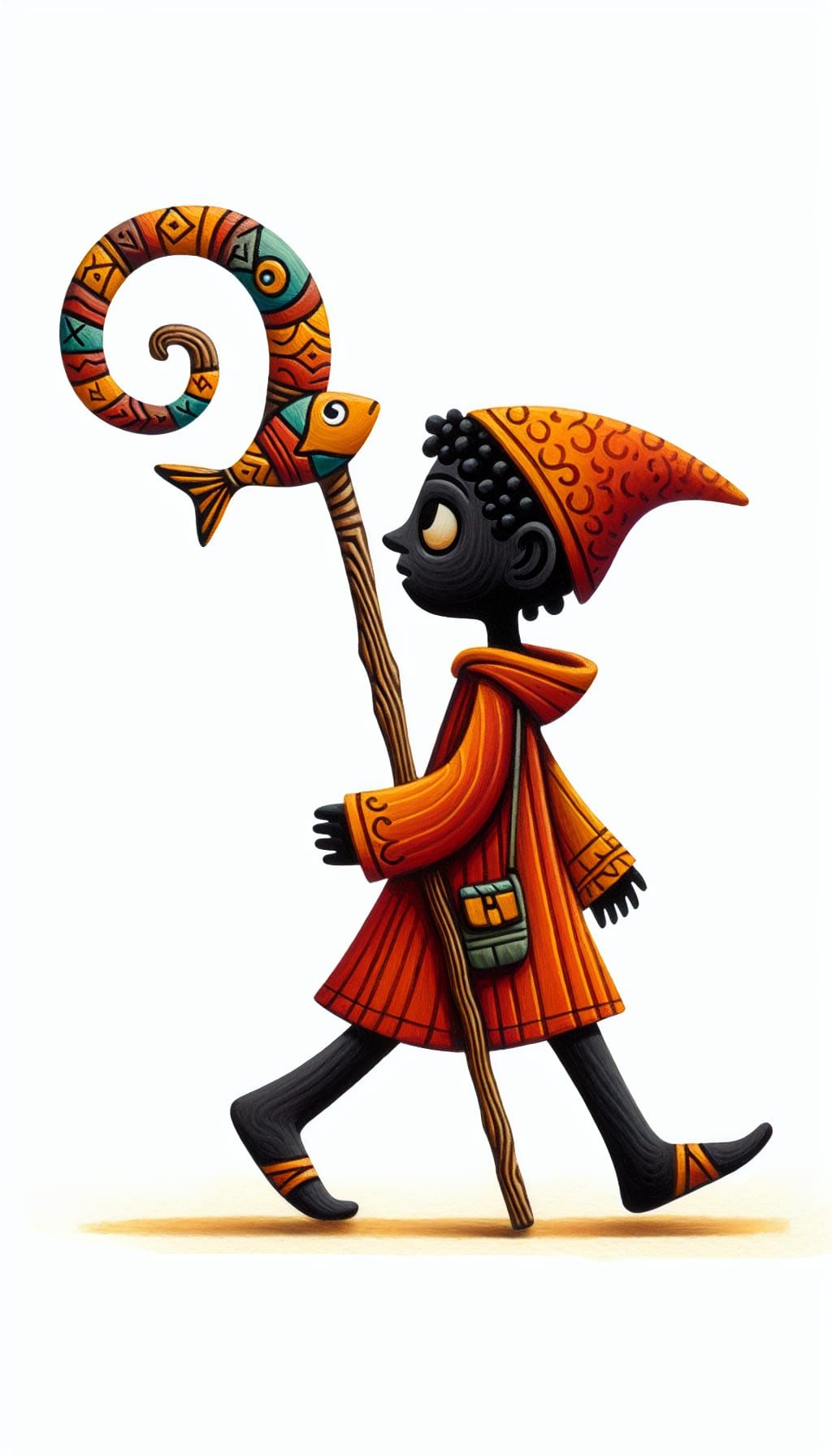 Teenage Wizard with Intricate Fish Staff