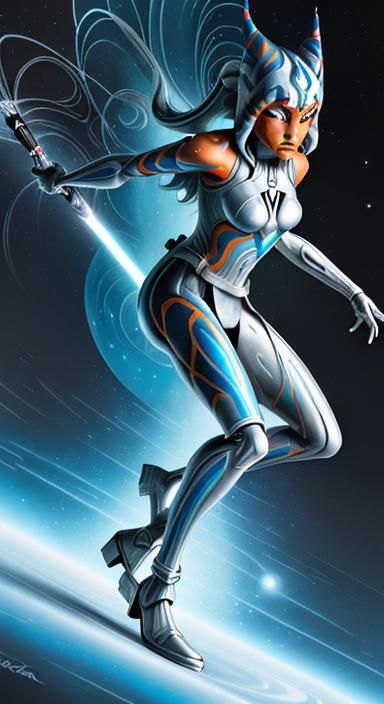 Ahsoka as Silver Surfer in Cosmic Street Art