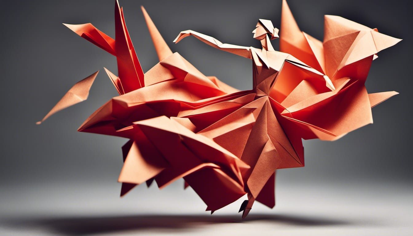 Exploding Origami Dancer in Abstract Papercraft