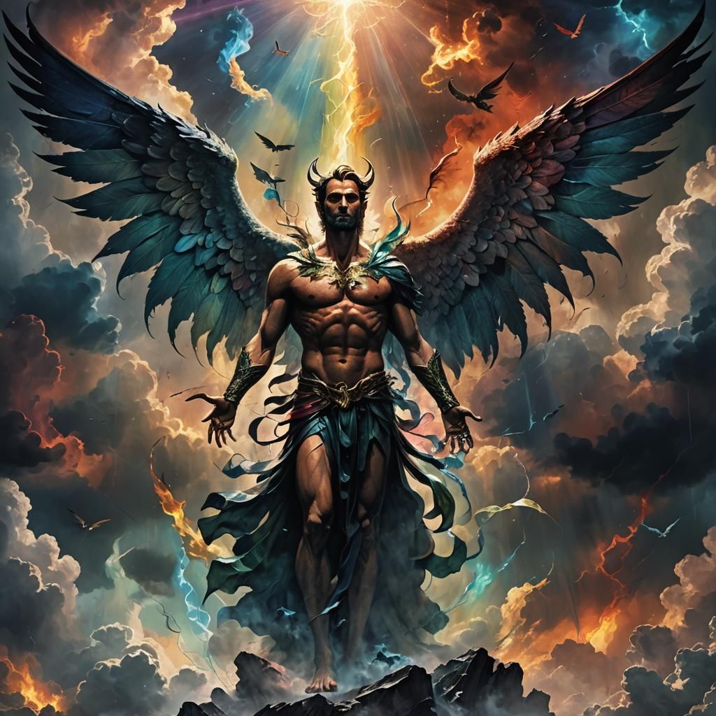 Lucifer Expelled from Heaven: Dark Fantasy Art