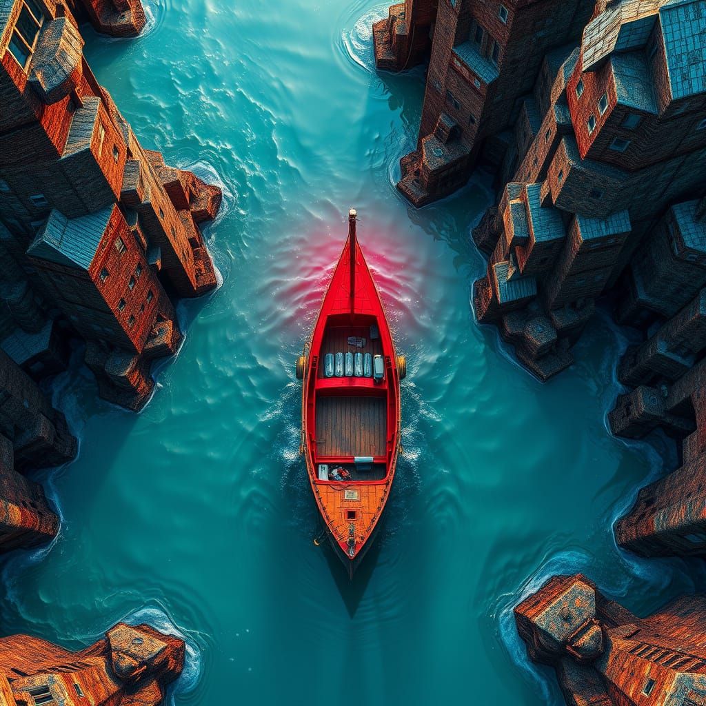 Ethereal Waterput in Triadic Colors with Fractal Patterns