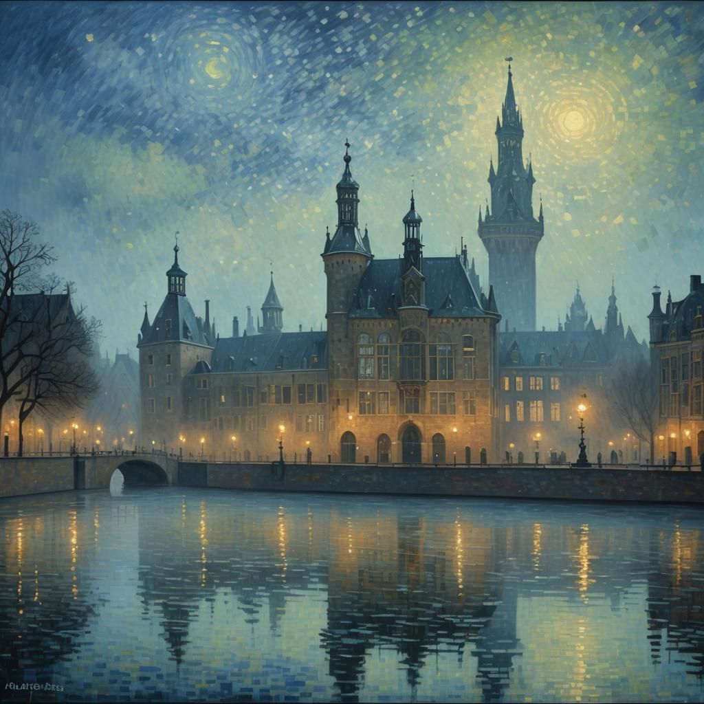 Binnenhof Palace in Van Gogh Style