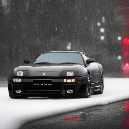 Black Supra in Rain, Hyperdetailed Artstation Portrait