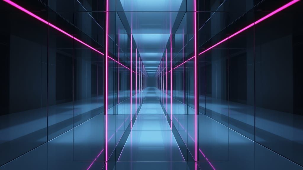 Sleek, Mirrored Infinity Corridor in a Geometric Futuristic ...