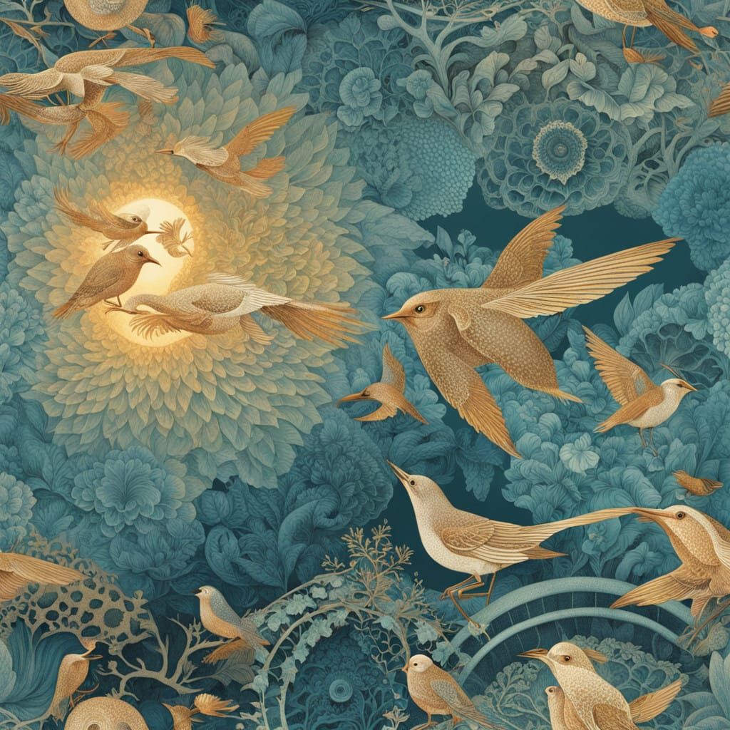 Golden Spaceship Amidst Ethereal Landscape