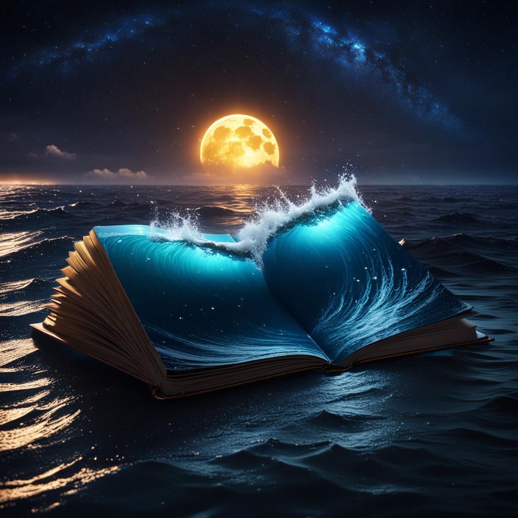 Ocean Book Under Starry Night Sky