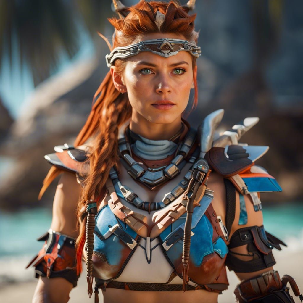 Aloy Inspired Beach Photo in Realistic Style