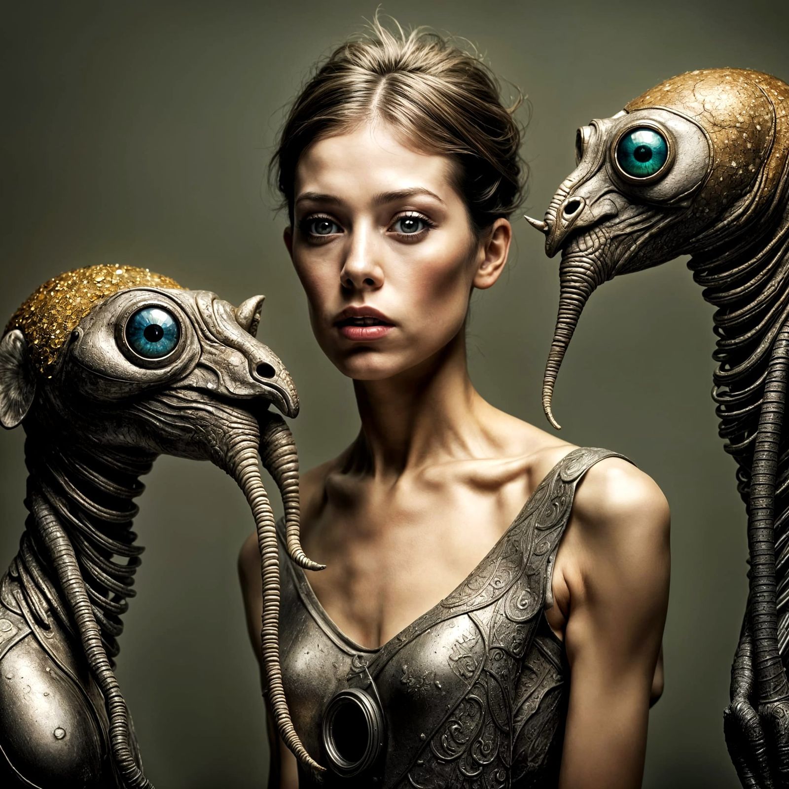 Futuristic Cityscape with Bizarre Creatures: Photorealistic ...