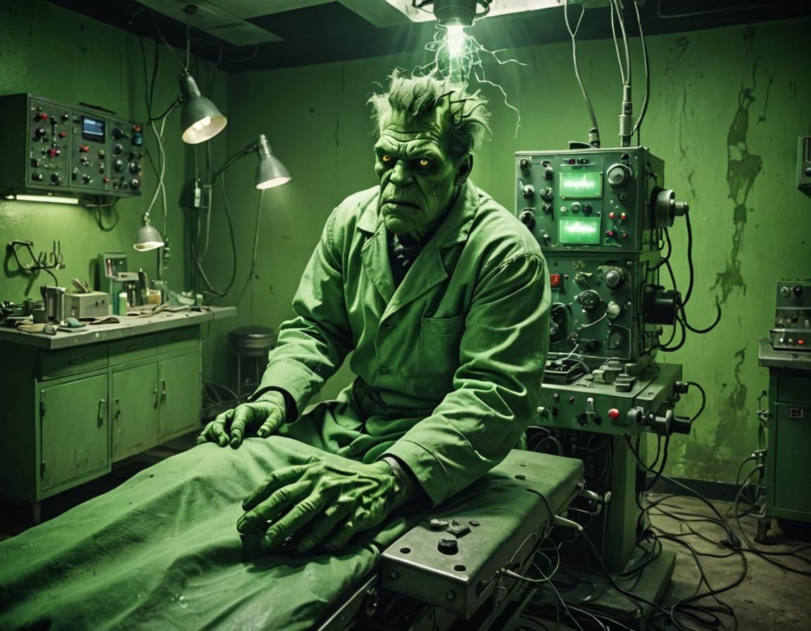 Frankenstein's Monster in Mad Scientist's Lab