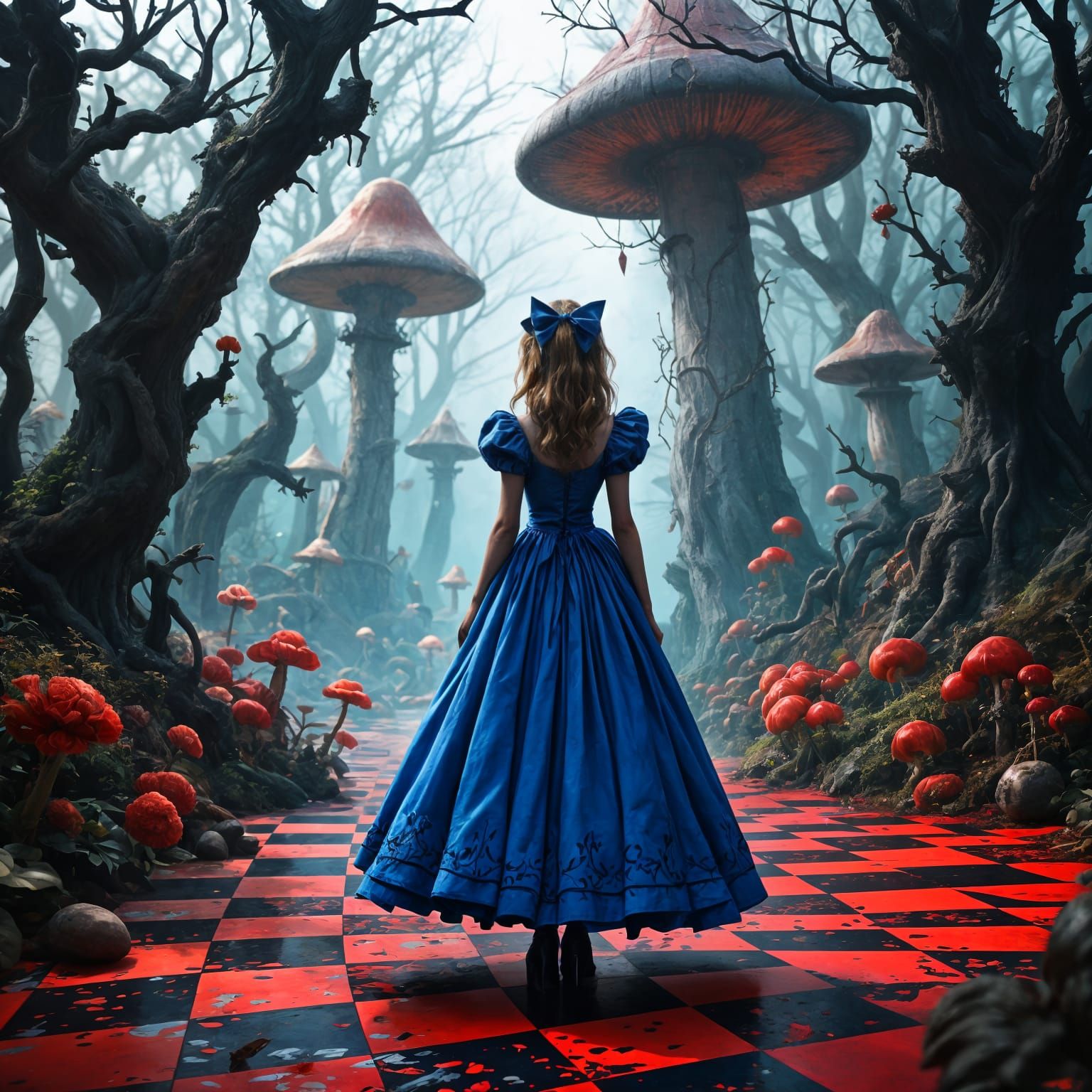 Fantastical Alice in Wonderland Scene in Deep Color