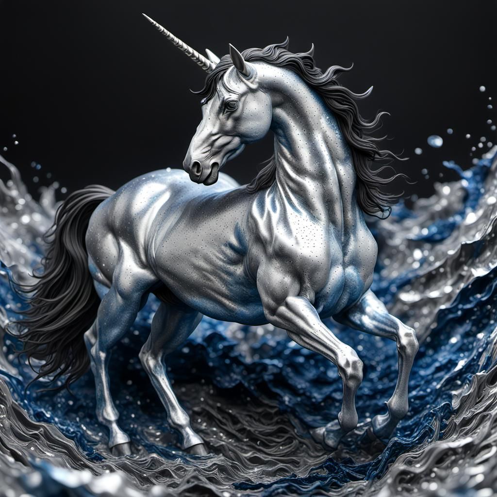 Mythical Unicorn Formed from Reflective Paint