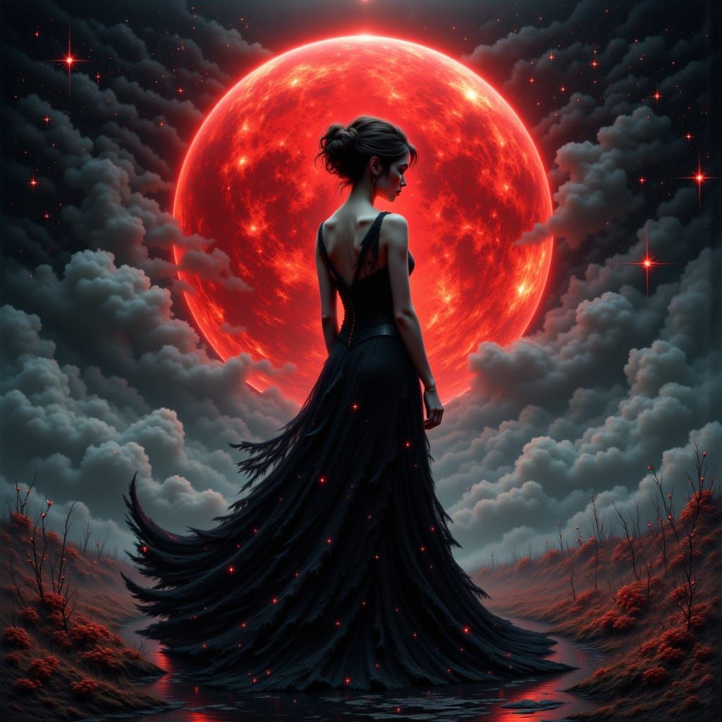Blood Moon Stargazer in Dark Fantasy Style