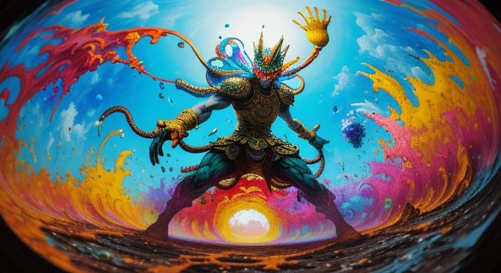 Vibrant Summer Whimsy in Hyperrealistic Vorticism Style