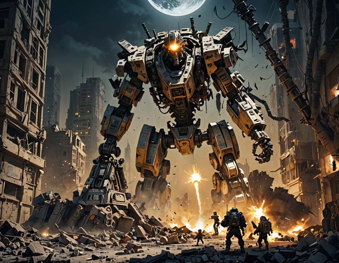 Middle Eastern Family Battles Terminators in Ruined City