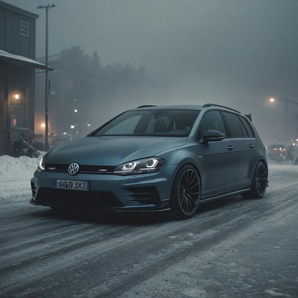 Custom VW Golf 7R in Icy Carshow Scene