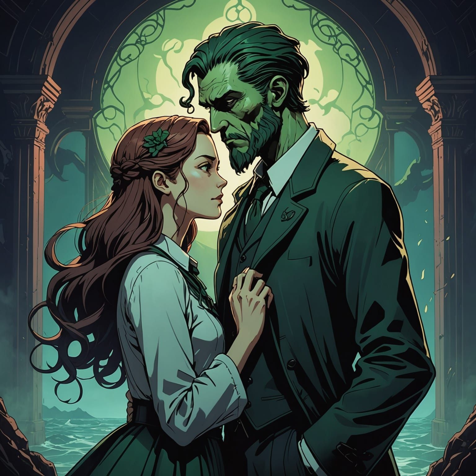 Cthulhu in Anime Style, Cel-Shaded Illustration