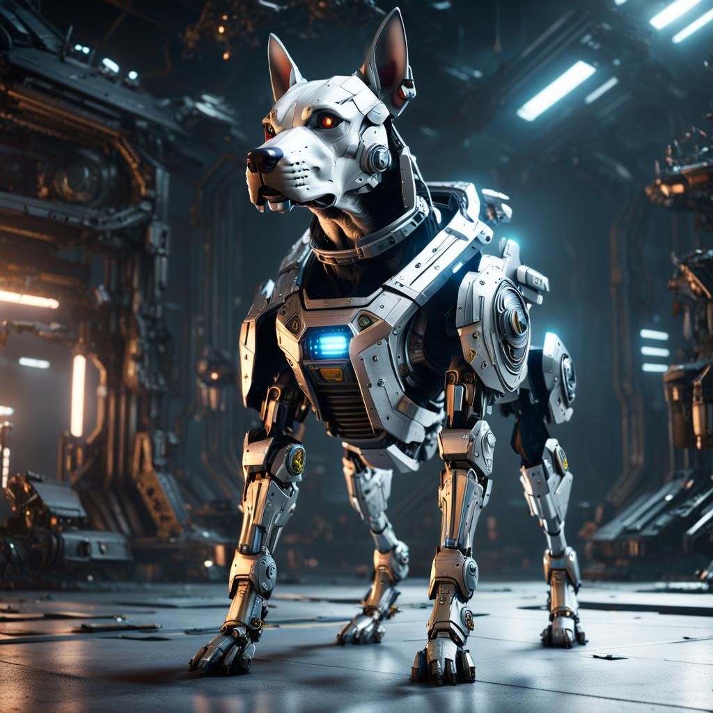Cyberpunk Dog in Space Armor