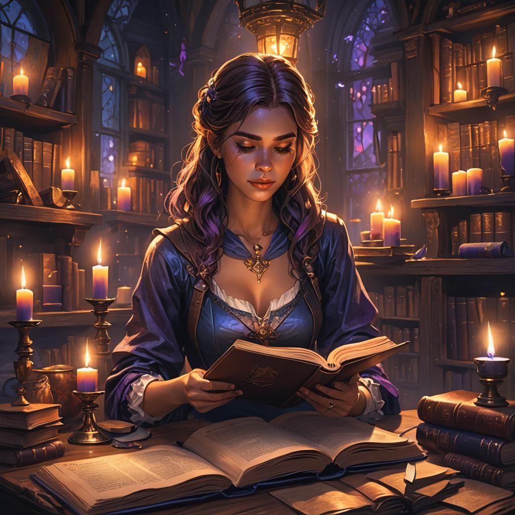 Mystical Girl Reading: Fantasy Concept Art