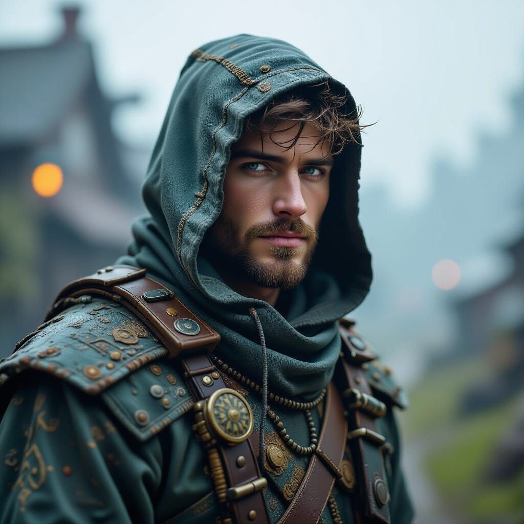 Hyperrealistic Man in Detailed Clothing