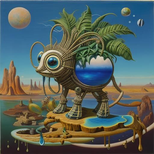 Macrame Creature in Salvador Dali Surrealism Style