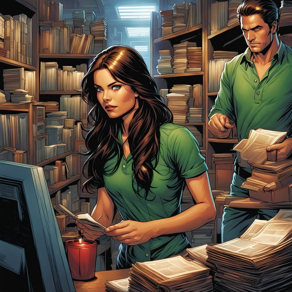 Woman Helping People in Comic Book Art Style