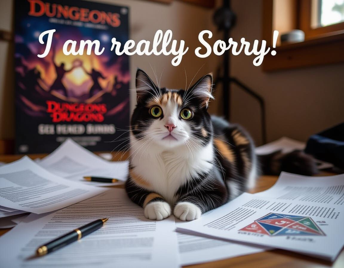 "I am really sorry!" for making a mess of your stuff...