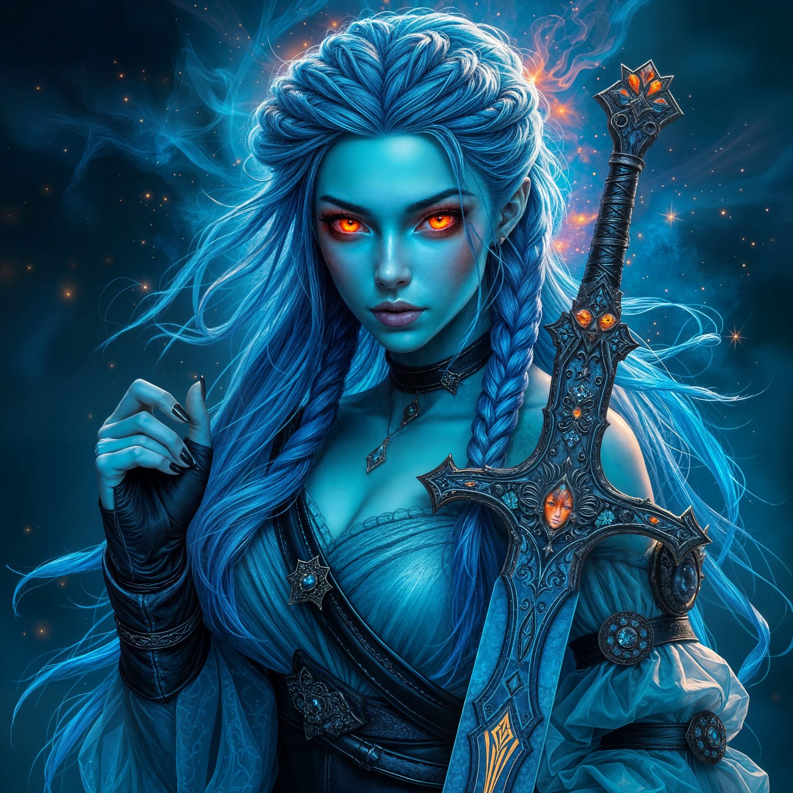 Ethereal Vampire Warrior in Iridescent Armor