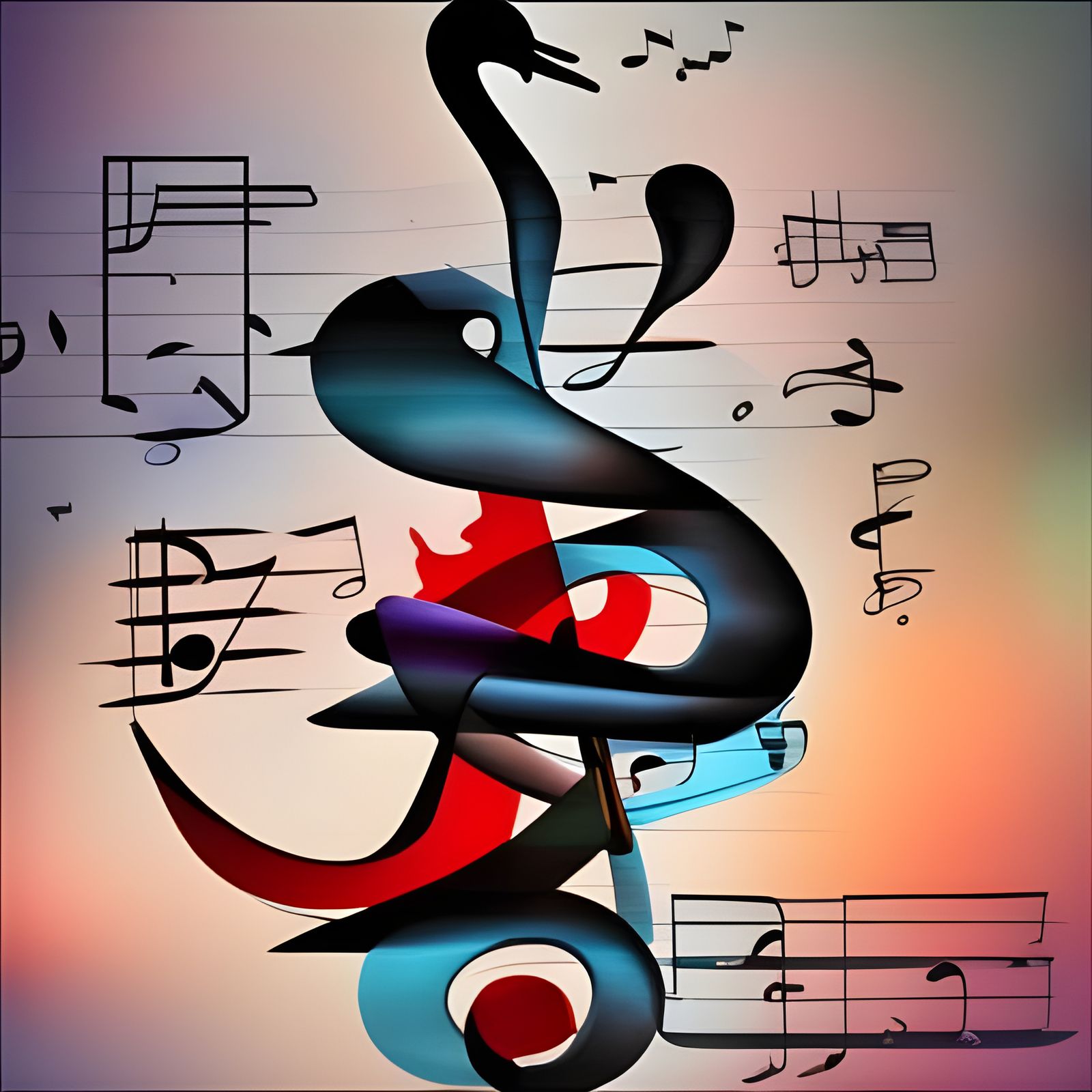 Lyrical Swan Song with Musical Notes