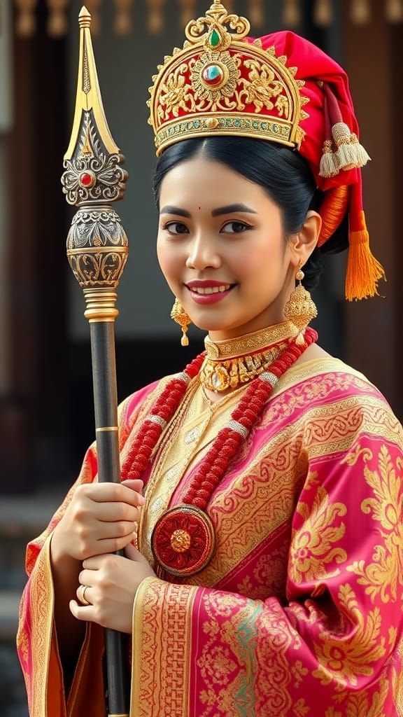 Java Princess in Traditional Attire with Keris