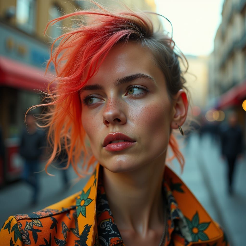 Irish Punk Rock Woman in 1970s Style