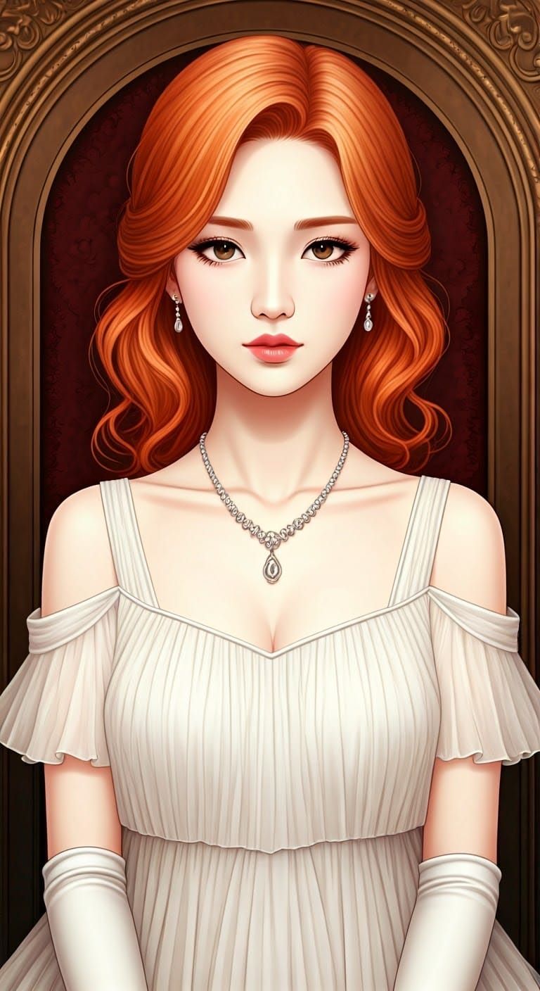 Elegant Korean Woman in Noir Anime Style