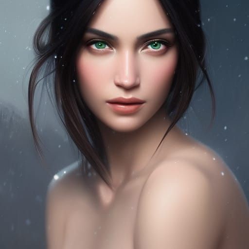 Stunning brunette with amazing green eyes.